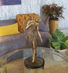 bronze sculpture table centerpiece in home