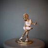Bronze sculpture of little girl doing a ballet pose in her pink tutu - right side