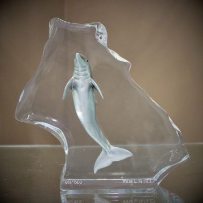 Glass sculpture with dolphin