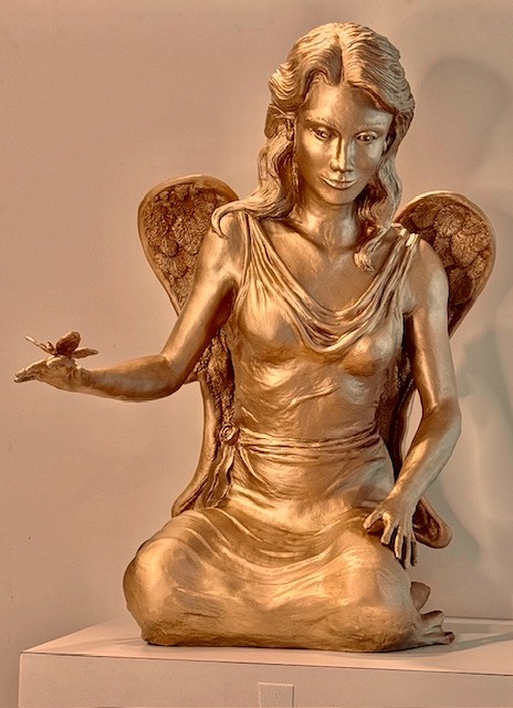 Bronze angel sculpture for a resting place
